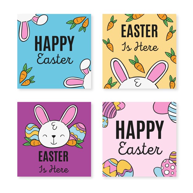 Colección de publicaciones de instagram de pascua dibujadas a mano
