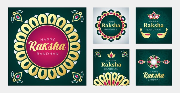 Colección de publicaciones de instagram de raksha bandhan degradado