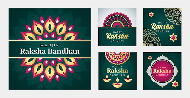 Colección de publicaciones de instagram de raksha bandhan degradado