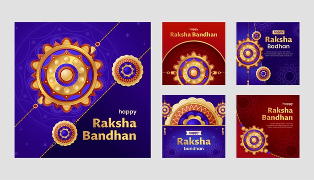 Colección de publicaciones de instagram de raksha bandhan degradado