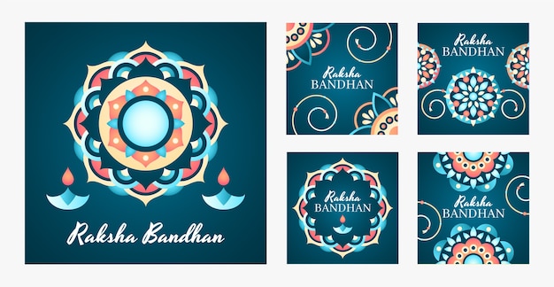 Colección de publicaciones de instagram de raksha bandhan degradado