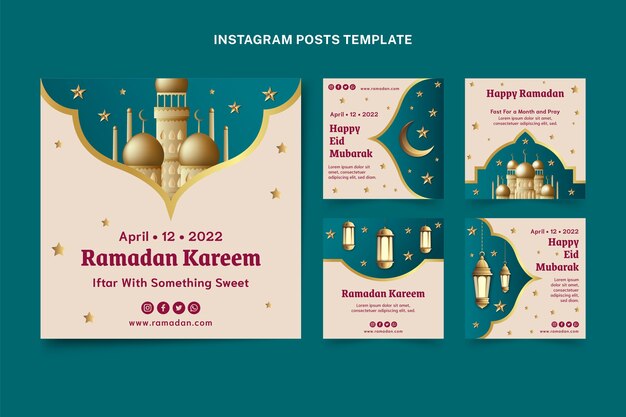 Colección de publicaciones de instagram de ramadán degradado