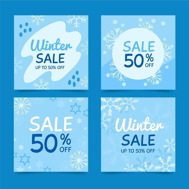 Colección de publicaciones de instagram de rebajas de invierno