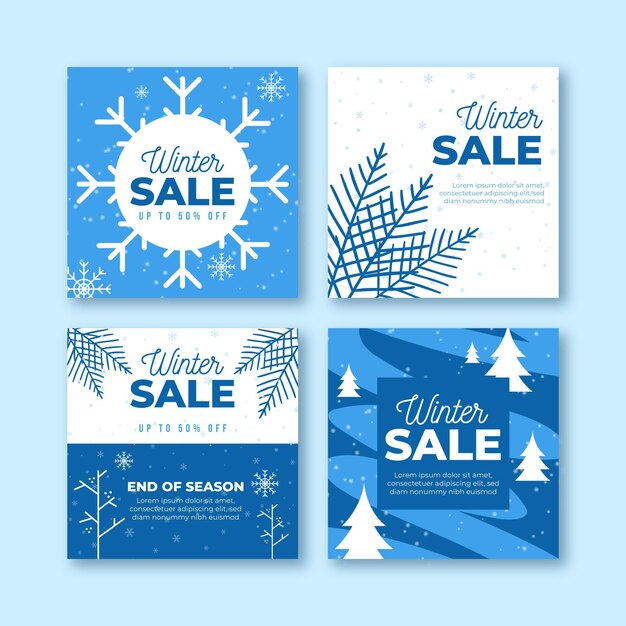 Colección de publicaciones de instagram de rebajas de invierno