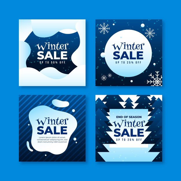 Colección de publicaciones de instagram de rebajas de invierno
