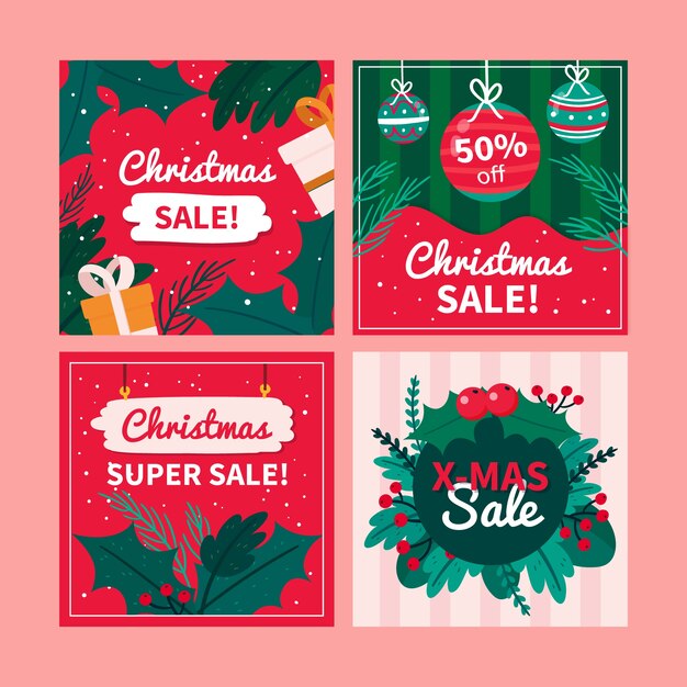 Colección de publicaciones de instagram de rebajas de navidad
