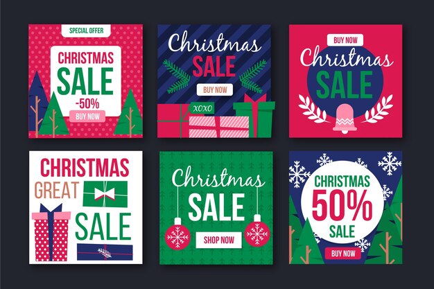 Colección de publicaciones de instagram de rebajas de navidad