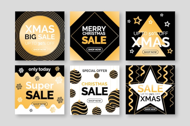Colección de publicaciones de instagram de rebajas de navidad