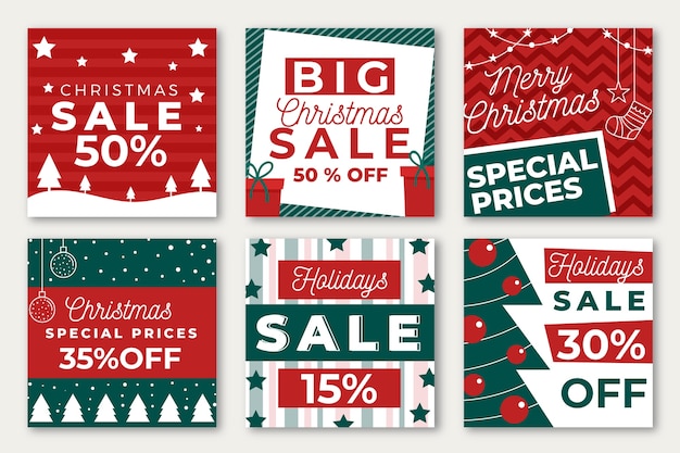 Colección de publicaciones de instagram de rebajas de navidad