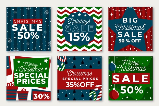 Colección de publicaciones de instagram de rebajas de navidad