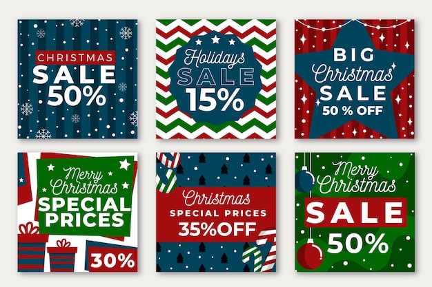 Colección de publicaciones de instagram de rebajas de navidad