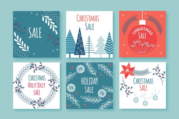 Colección de publicaciones de instagram de rebajas de navidad