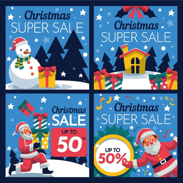 Colección de publicaciones de instagram de rebajas de navidad