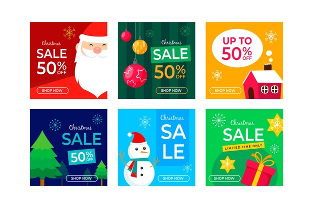 Colección de publicaciones de instagram de rebajas de navidad