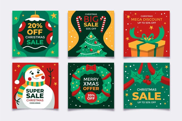 Colección de publicaciones de instagram de rebajas de navidad