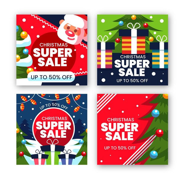Colección de publicaciones de instagram de rebajas de navidad