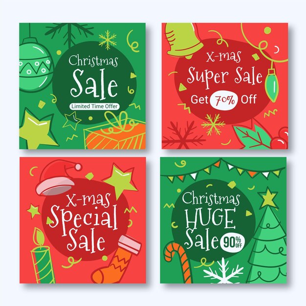 Colección de publicaciones de instagram de rebajas de navidad