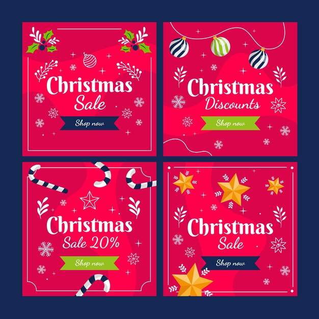 Colección de publicaciones de instagram de rebajas de navidad