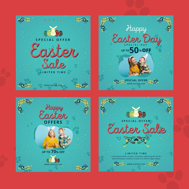 Colección de publicaciones de instagram de rebajas de pascua