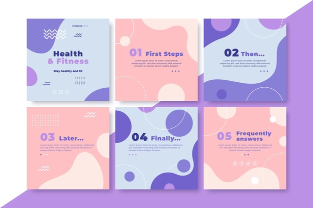 Colección de publicaciones de instagram de salud y fitness