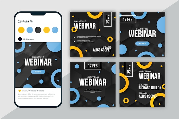 Colección de publicaciones de instagram de seminarios web