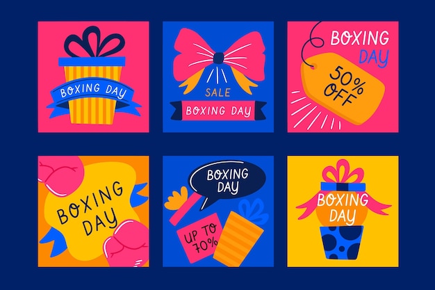 Vector gratuito colección de publicaciones de instagram de venta de boxing day