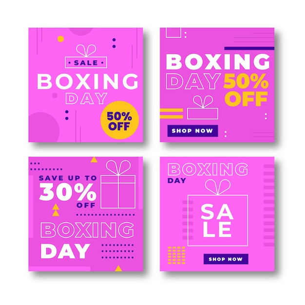 Vector gratuito colección de publicaciones de instagram de venta de boxing day