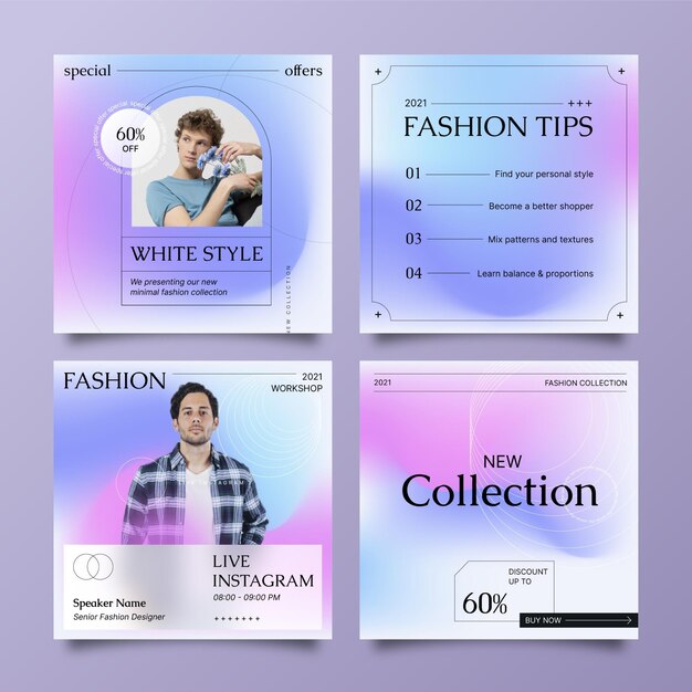 Colección de publicaciones de instagram de venta degradada con foto