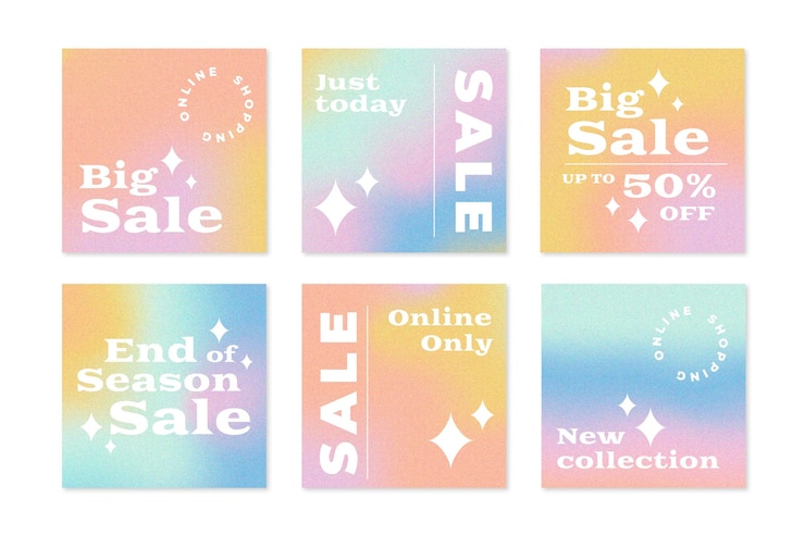 Vector gratuito colección de publicaciones de instagram de venta degradado