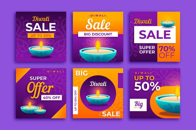 Colección de publicaciones de instagram de venta de diwali