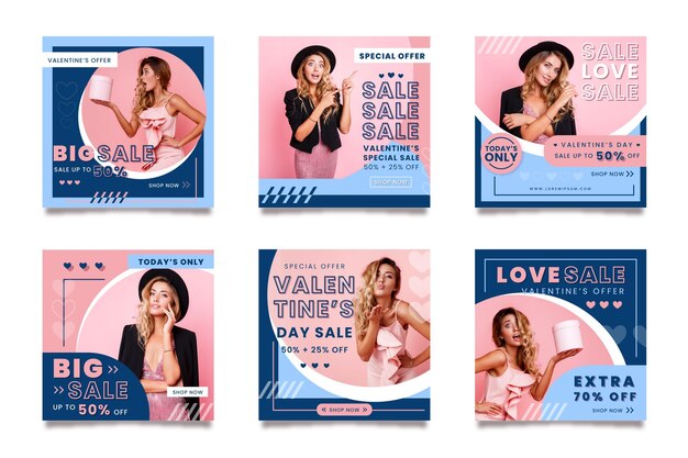 Colección de publicaciones de instagram de venta especial de san valentín