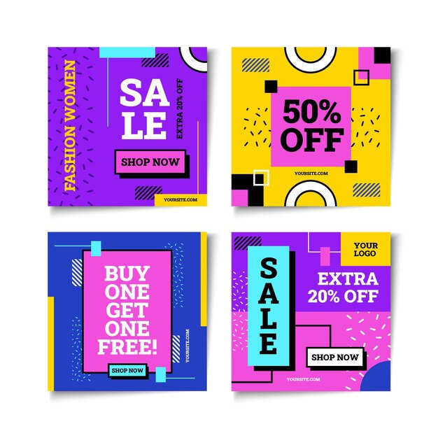 Colección de publicaciones de instagram de venta plana