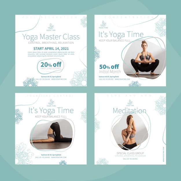 Vector gratuito colección de publicaciones de instagram de yoga