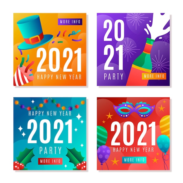 Colección de publicaciones de instragram de fiesta de año nuevo 2021