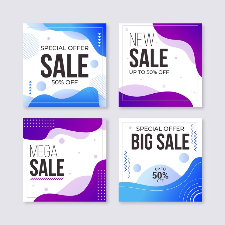 Vector gratuito colección de publicaciones de rebajas de instagram gradiente