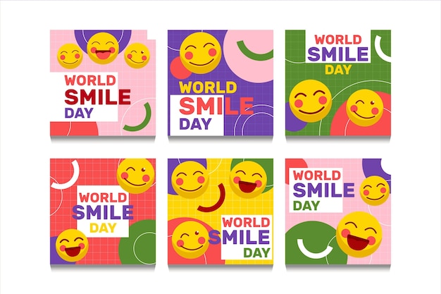 Colección de publicaciones de redes sociales de instagram de sonrisa