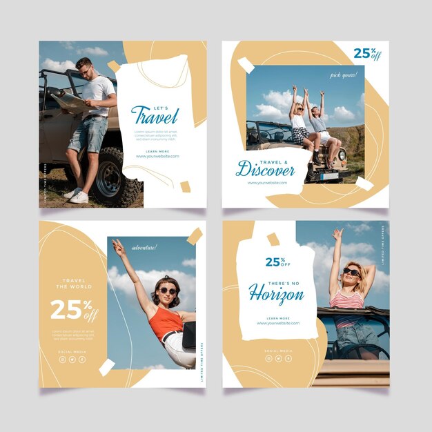 Colección de publicaciones de viajes instagram