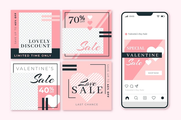 Vector gratuito colección de puestos de venta modernos de san valentín