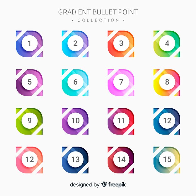 Colección de puntos de bala de gradiente