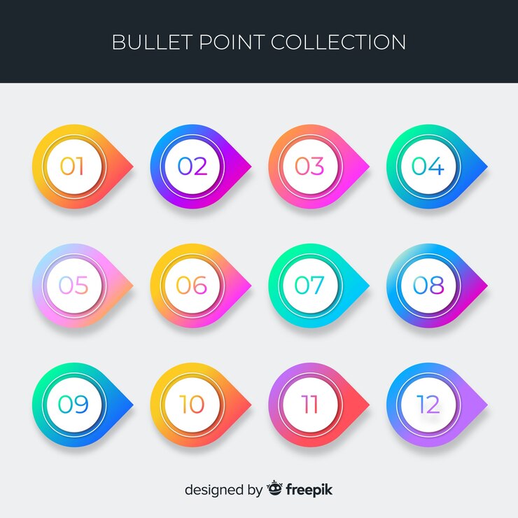 Vector gratuito colección de puntos de bala de gradiente