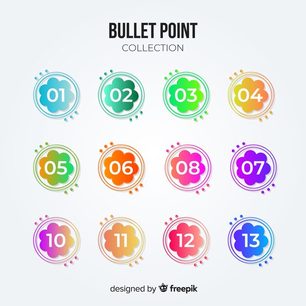 Colección de puntos de bala de gradiente