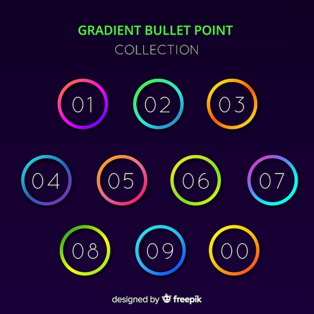 Vector gratuito colección puntos de enumeración degradados