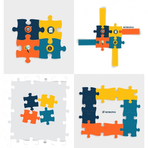 Colección de puzzle infográfico