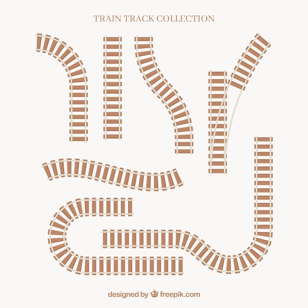 Colección de raíles de tren diferentes