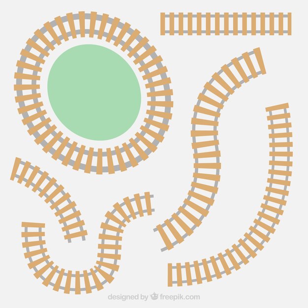 Colección de raíles de tren redondos