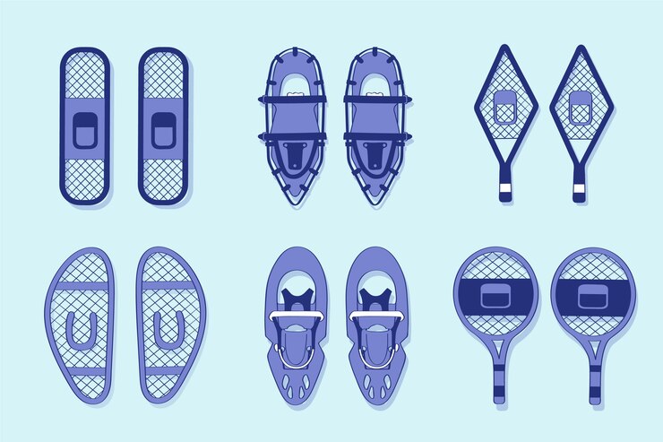 Vector gratuito colección de raquetas de nieve estilo dibujado a mano