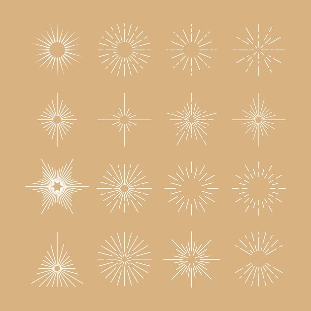 Colección de rayos de sol planos lineales