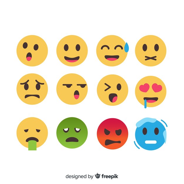 Colección de reacciones de emoticonos flats