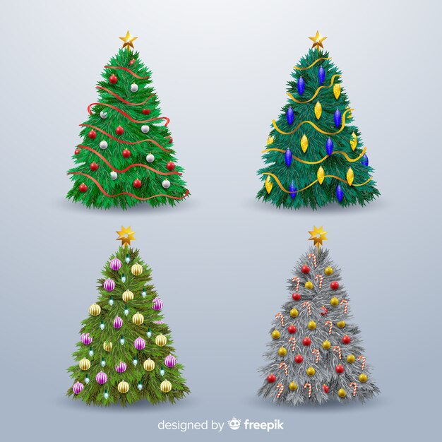 Colección realista de árboles de navidad