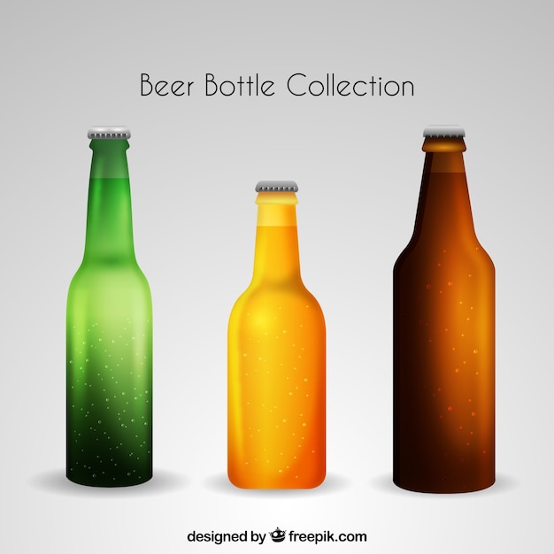 Vector gratuito colección realista de botellas de cerveza